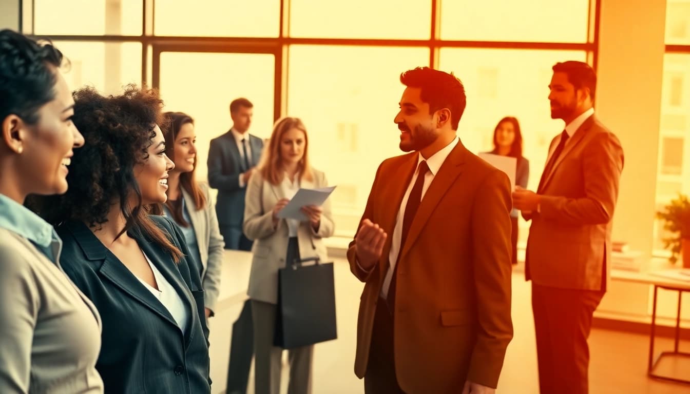 Explore new hire jobs with professionals engaged in recruitment discussions in a bright office setting.