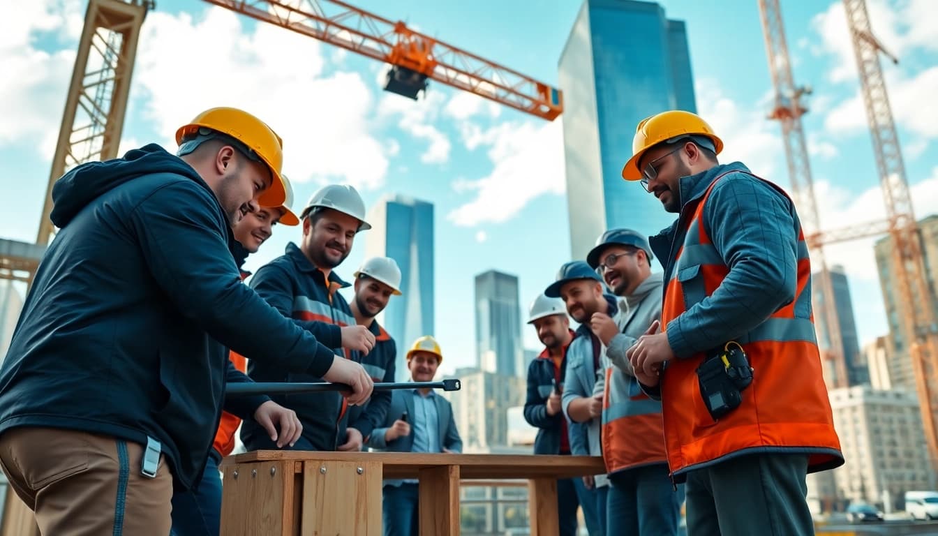 Skilled team of New York General Contractor professionals collaborating on a construction project.