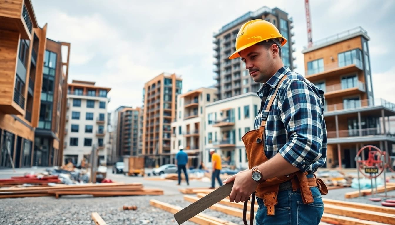 Highlighting a New Jersey Commercial General Contractor at work on a vibrant construction site.