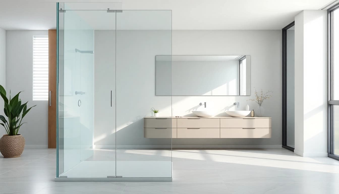 Enhance your bathroom with a stylish semi-frameless shower screen, showcasing modern elegance and clarity.