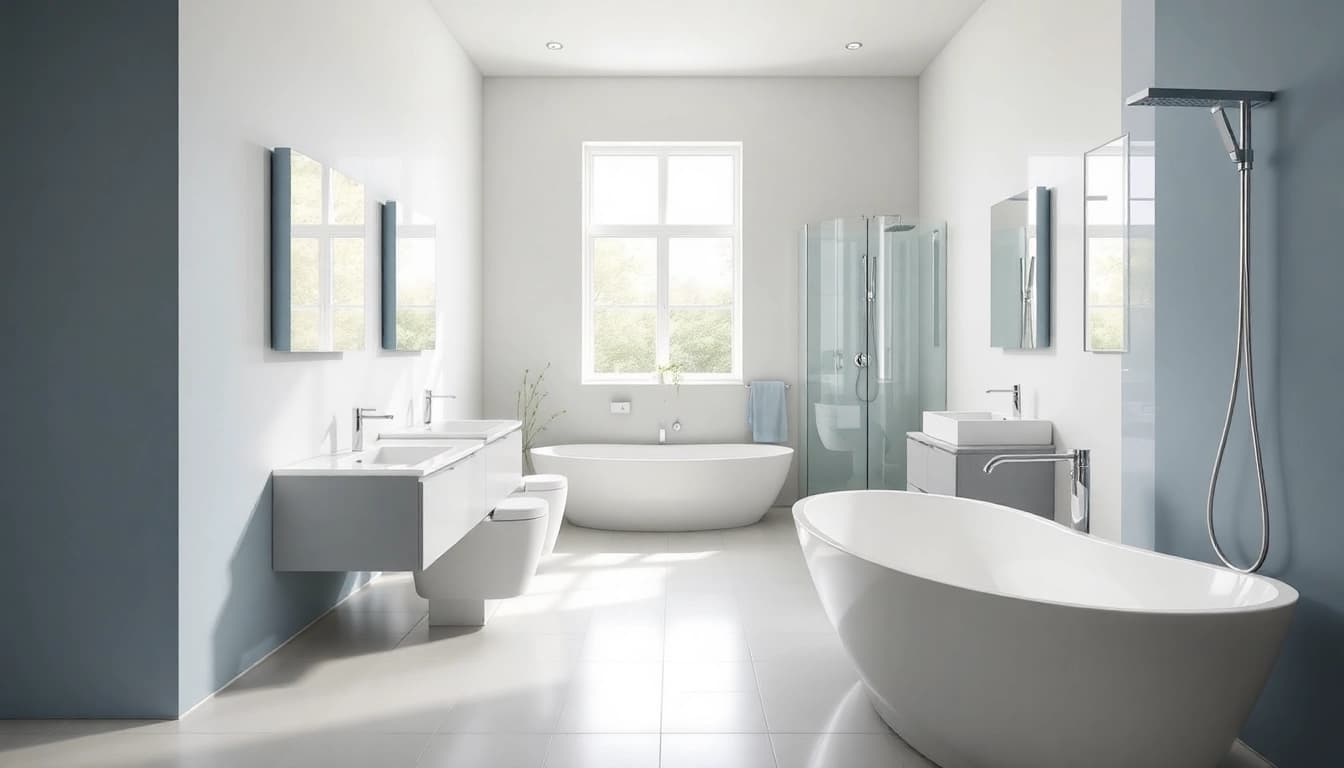 Stimming neues Badezimmer mit Sonni Sanitär Badprodukten in elegantem Design.