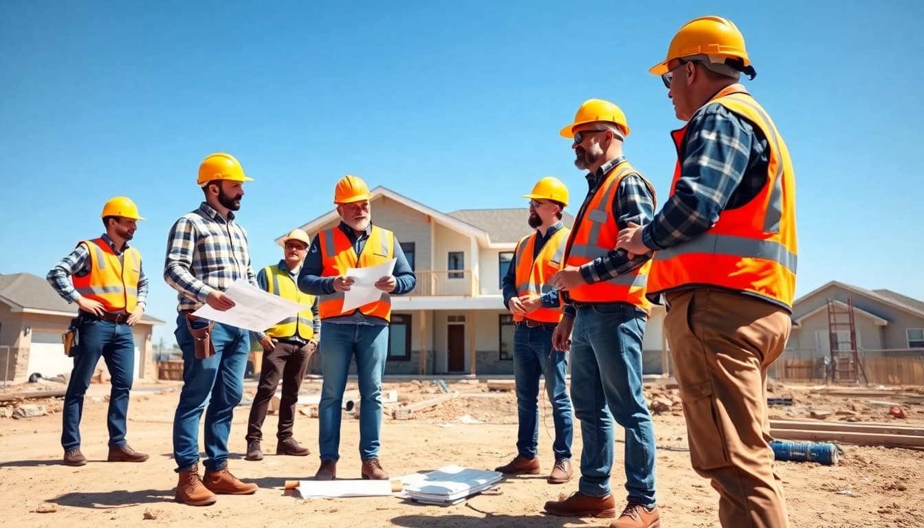 Texas association of builders demonstrating teamwork at a construction site.