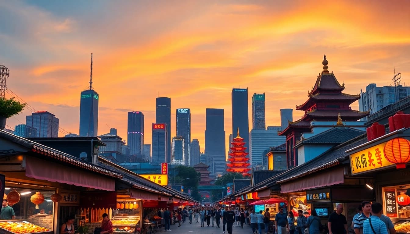 Discover vibrant night life and iconic skyline showcasing cities in Asia.