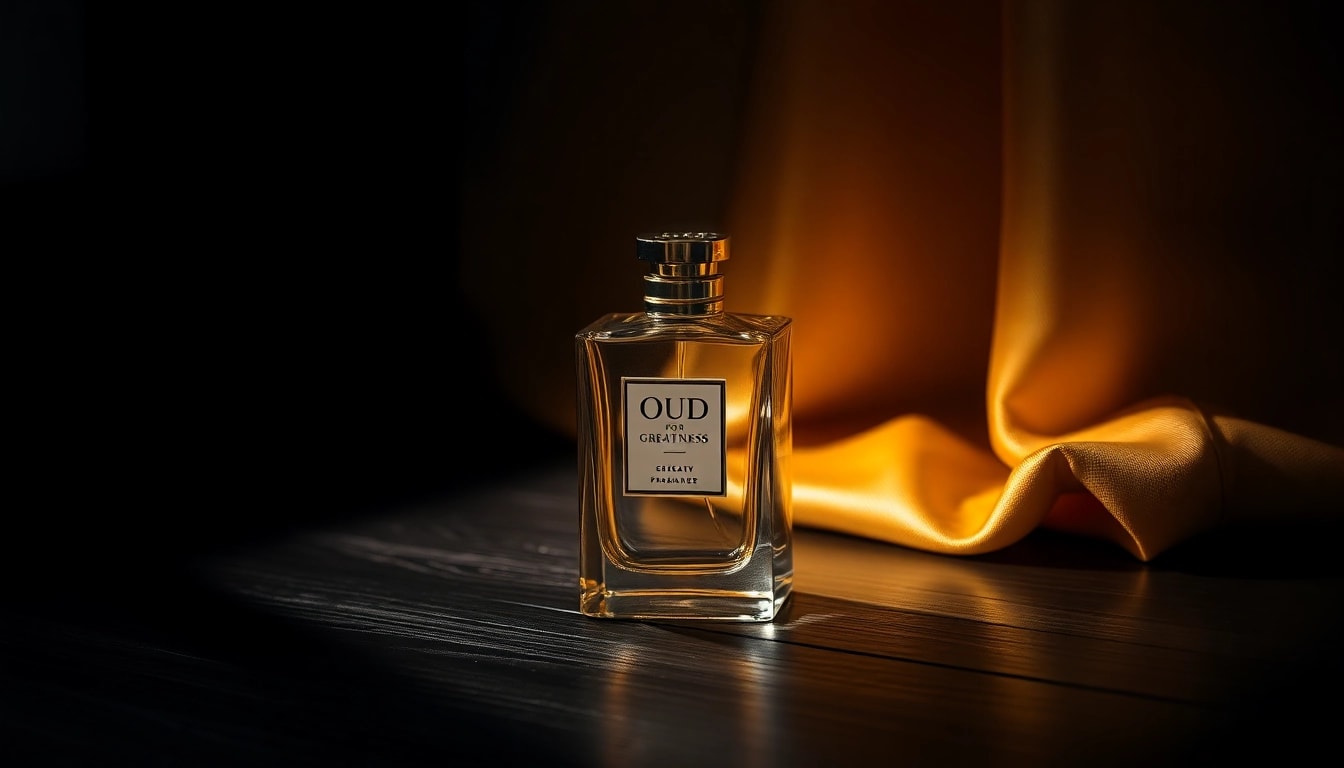 Experience the luxurious Oud for greatness fragrance in an elegant setting with a warm atmosphere.
