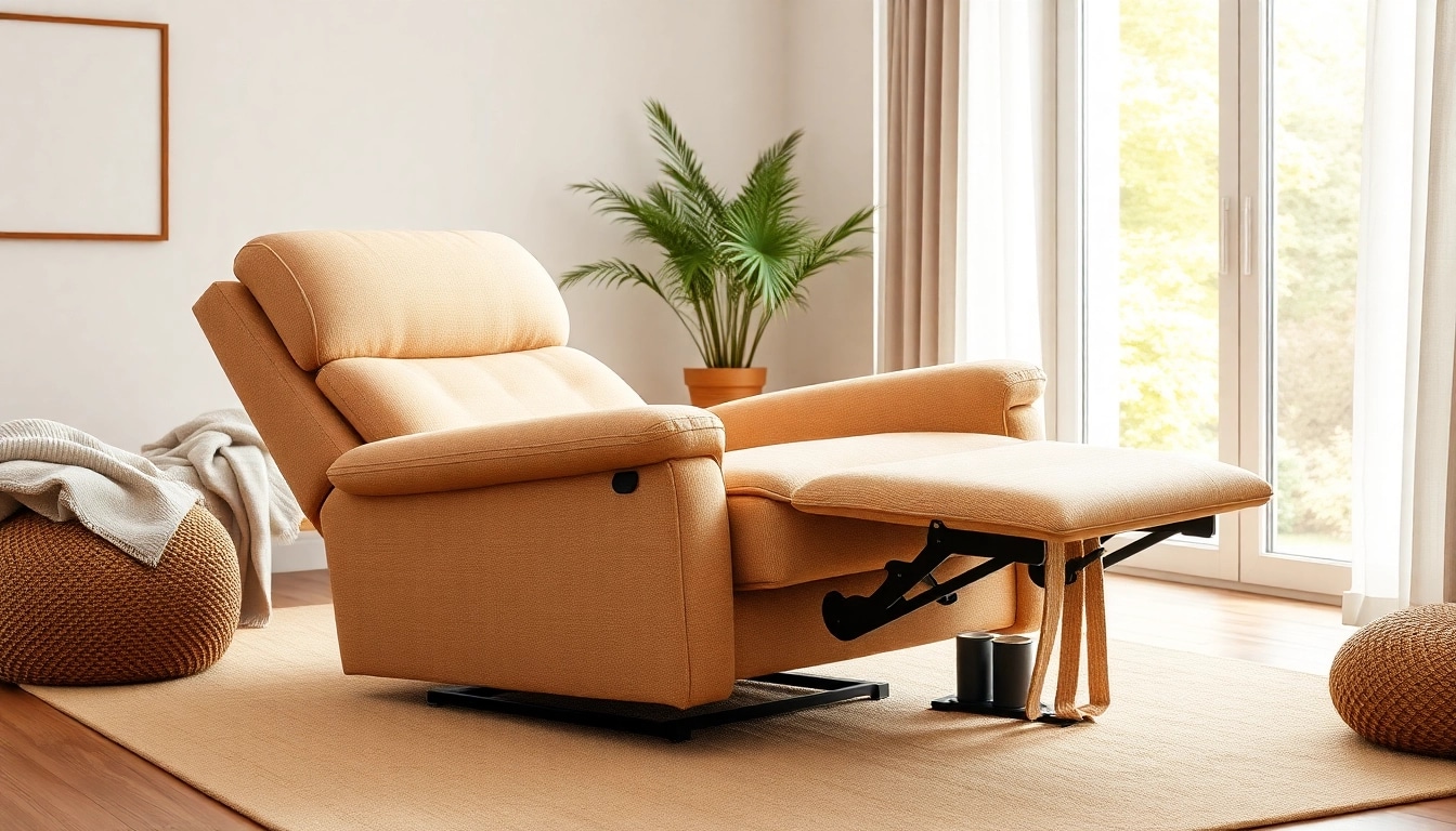 Relax in a beige lay flat recliner placed in a cozy room filled with natural light.