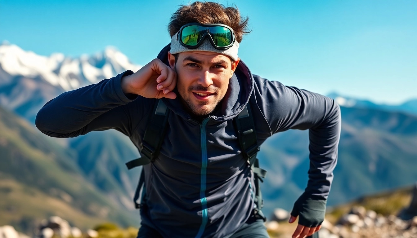 Todo deporte Betanzos, atleta activo luciendo ropa deportiva en un entorno natural vibrante.