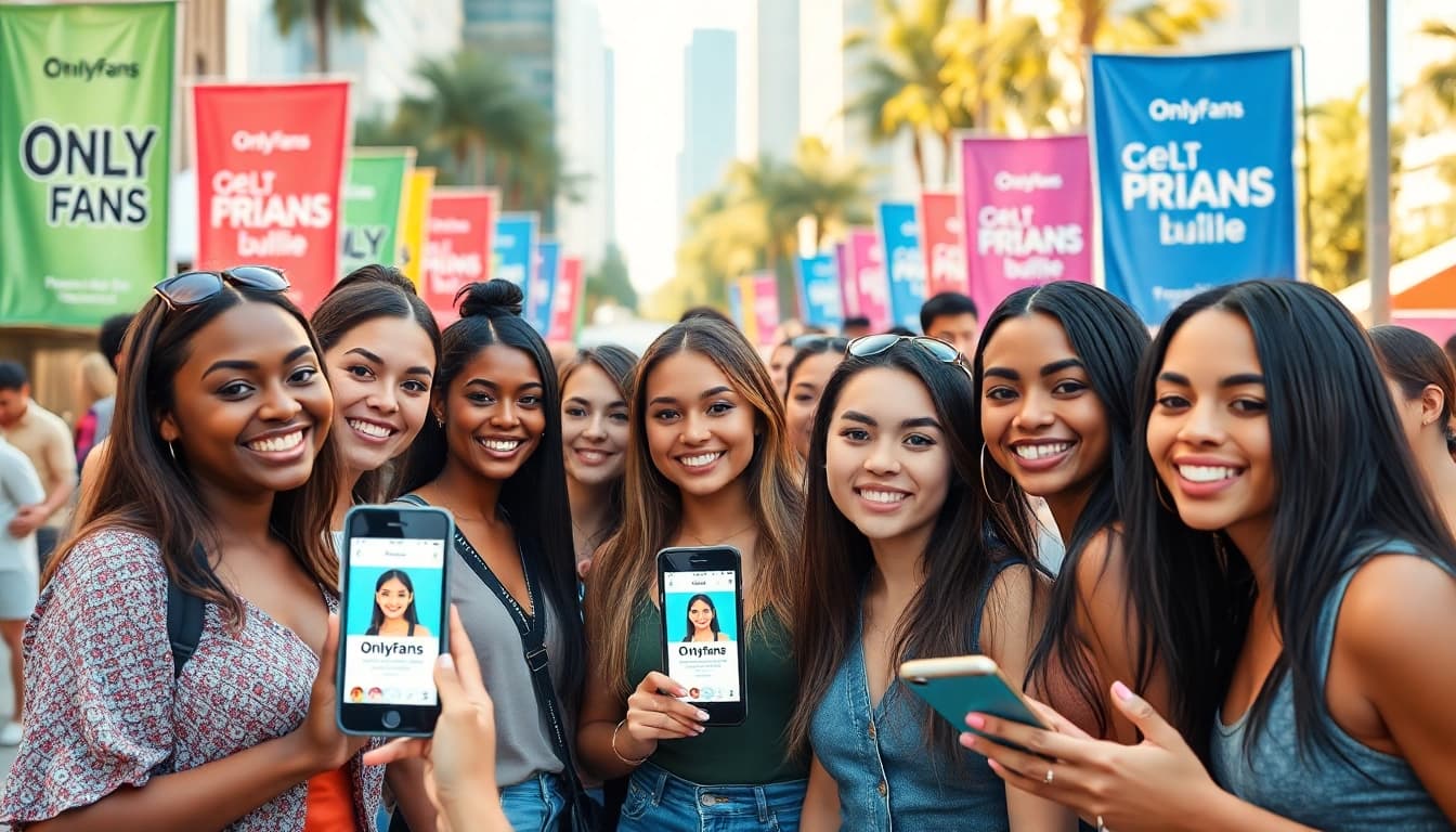 onlyfans models in my area engaging with fans at an outdoor event, showcasing diversity and community.