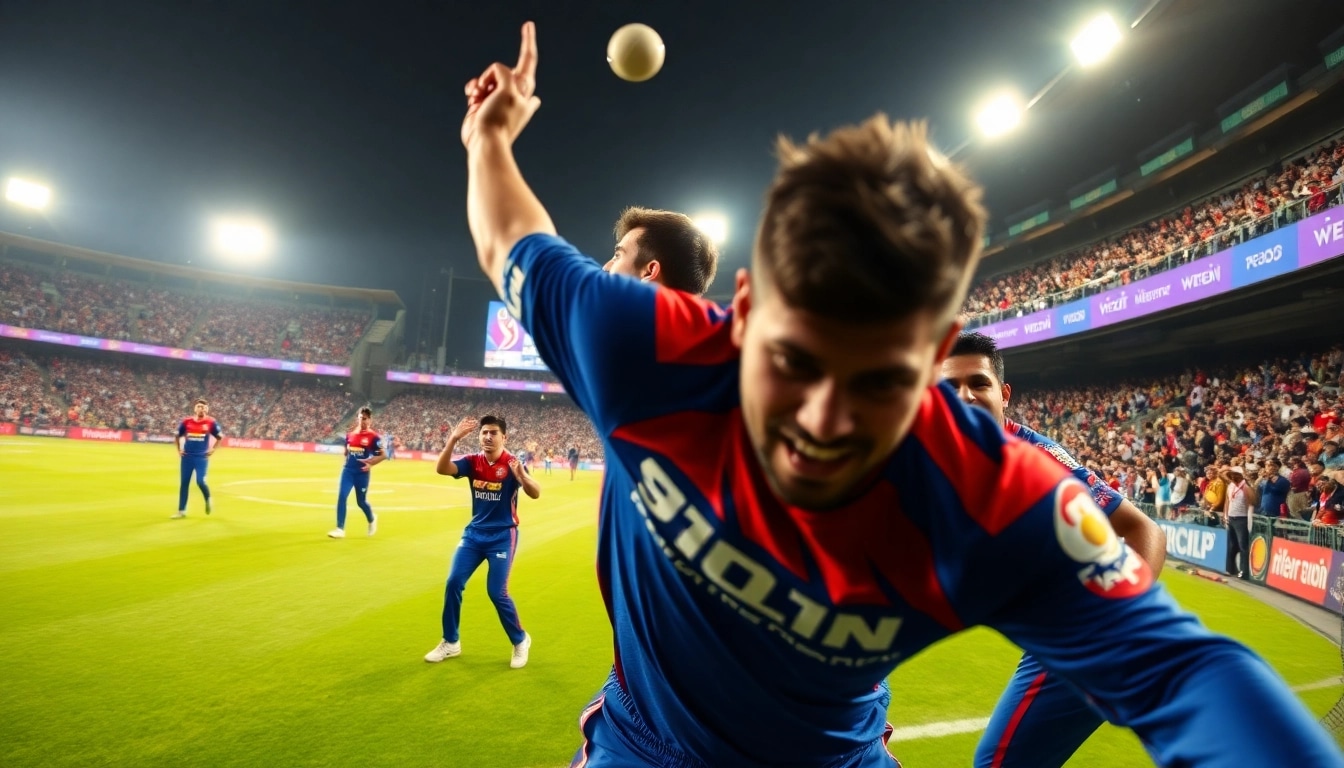 Action-packed today ipl match team prediction scene with players and cheering fans in vibrant stadium.