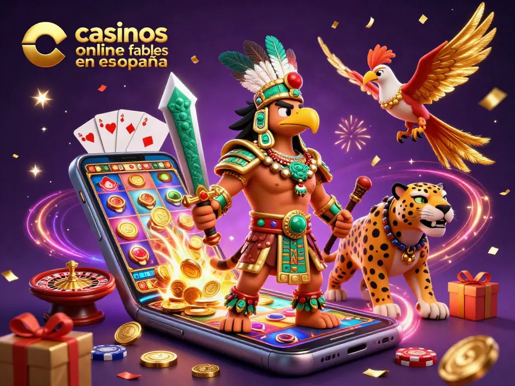 Disfruta en casinos online fiables en España con una emocionante imagen de guerreros aztecas y juegos de azar.