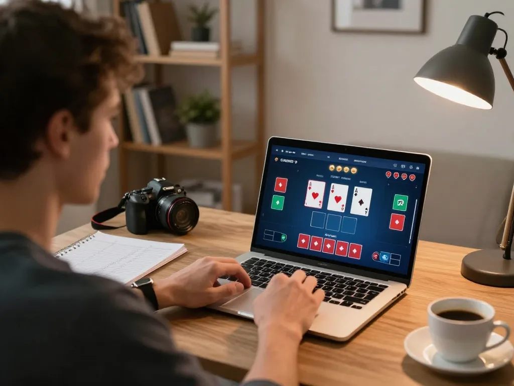 Engage in the excitement of depo 25 bonus 25 while playing online poker in a cozy home office.