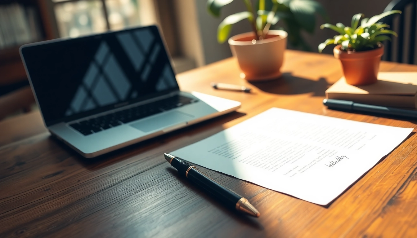 Crafting a detailed Cover Letter on a rustic desk with natural light.