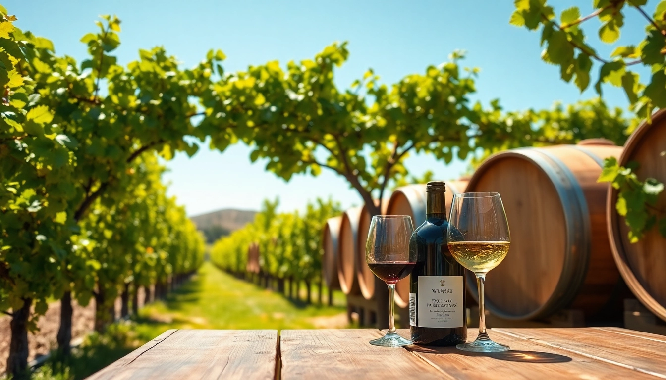 Tasting premium wines in picturesque wineries in Clarksburg with lush vineyards.
