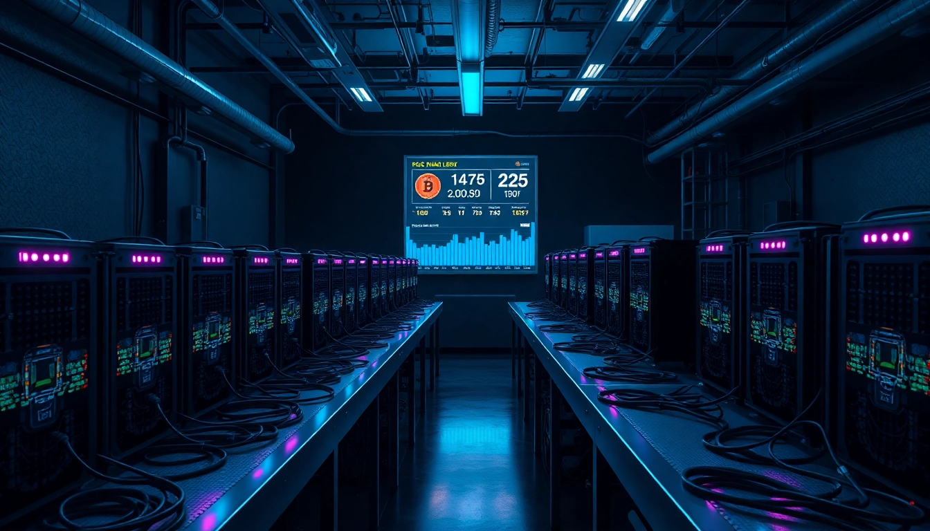 Dynamic view of a cryptocurrency mining rig showcasing crypto mining technology and advanced ASIC miners.
