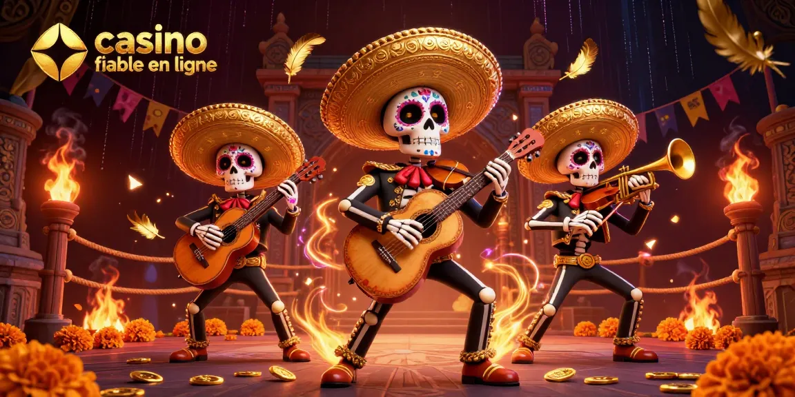 Jeu passionnant au casino fiable en ligne avec une scène colorée et dynamique de mariachi.