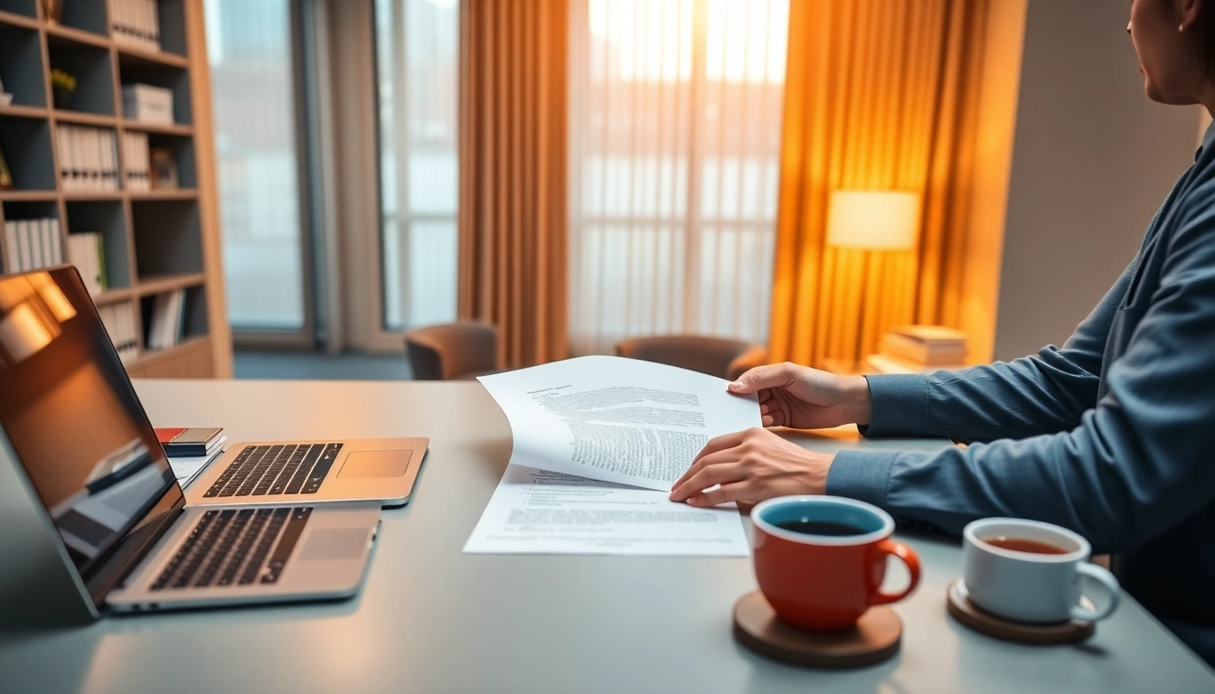Explore Contract drafting services India with a lawyer diligently working on a contract in a professional setting.