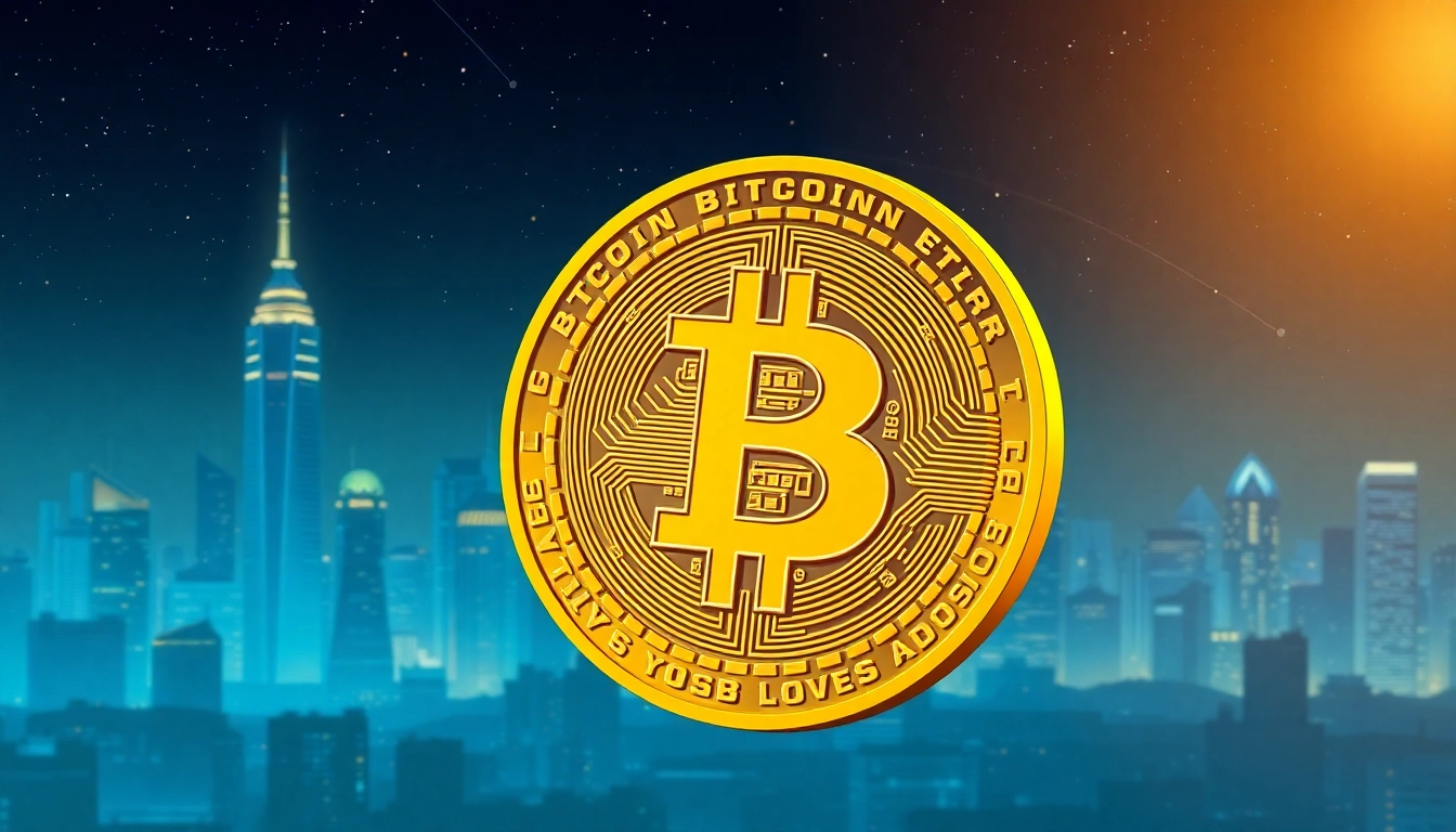 Comprendre bitcoin avec une illustration de la pièce Bitcoin sur fond futuriste.