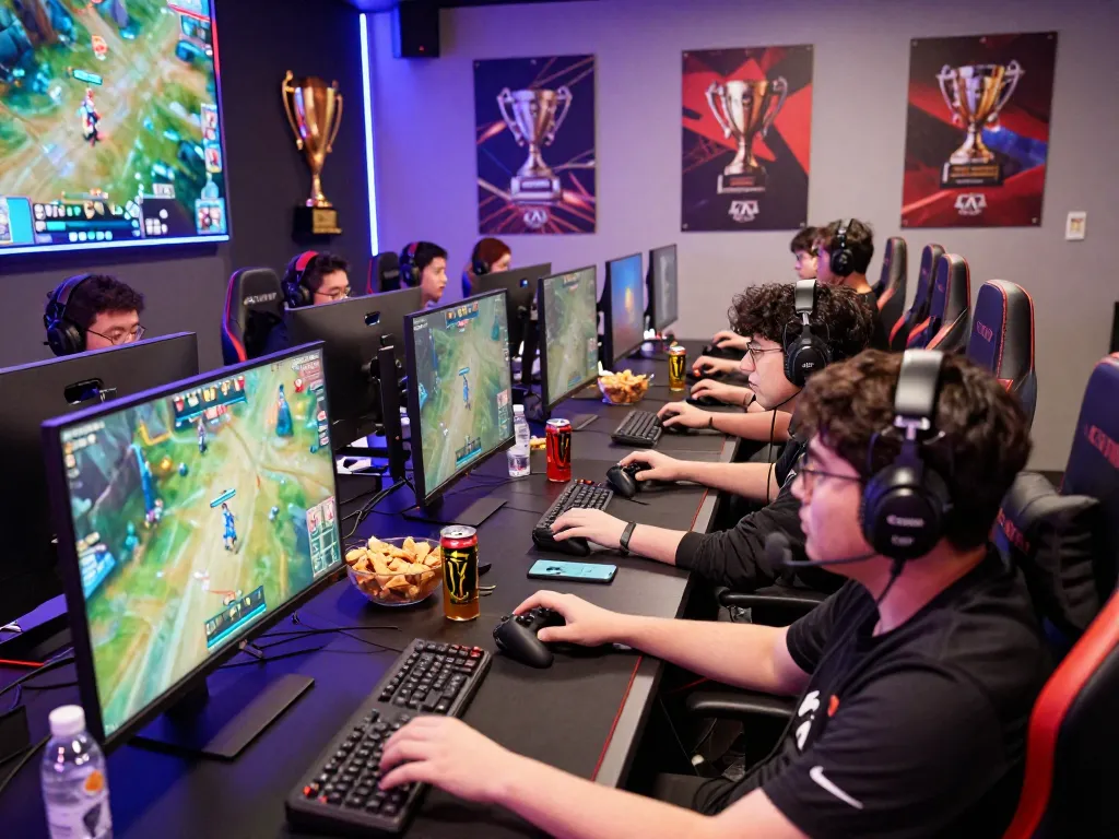 Exciting esports gaming scene at Hubet88 featuring gamers competing in nổ hũ hubet88 tournament with dynamic visuals.