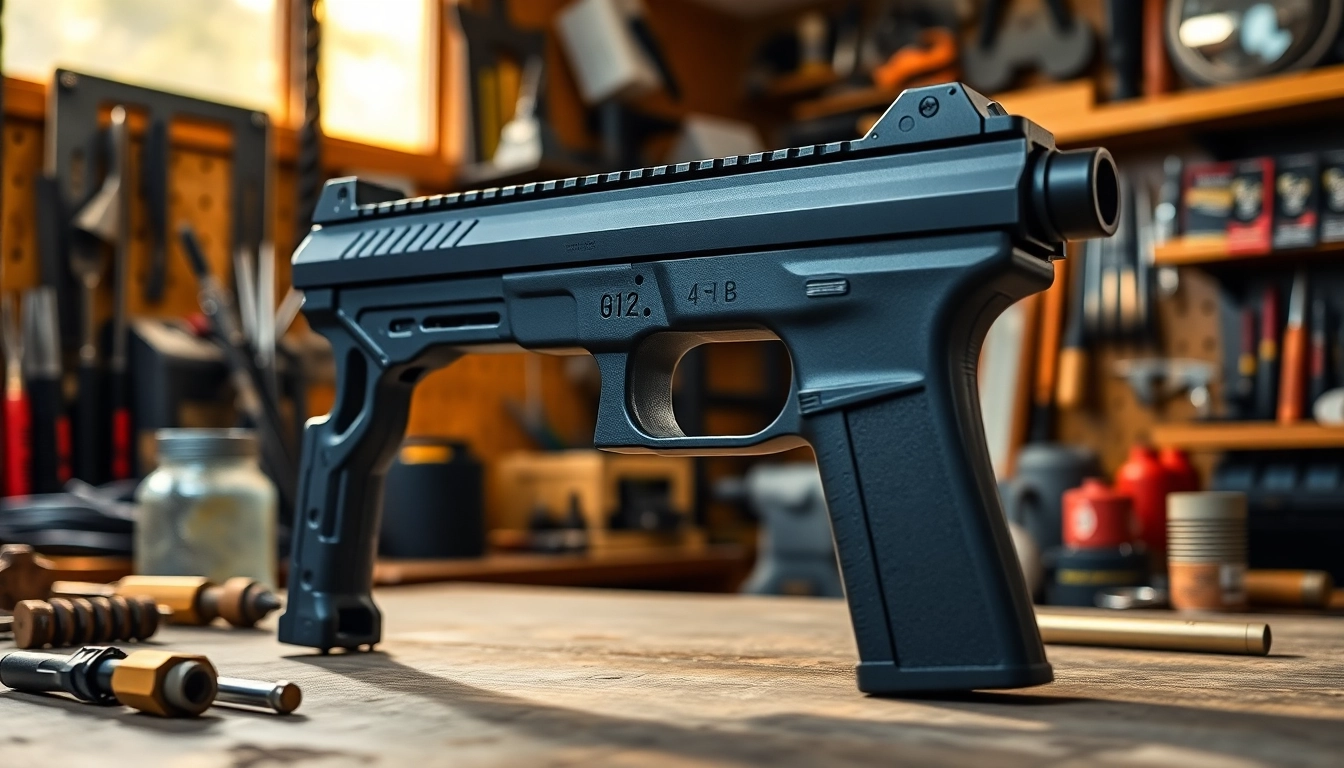 Assembling a polymer 80 glock 26 kit in a well-equipped workshop with essential tools.