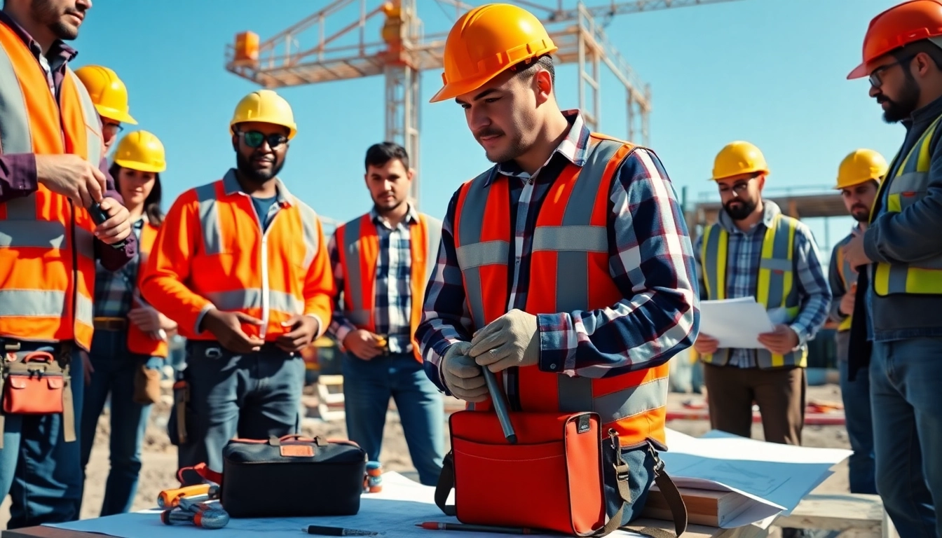 Engaging construction training session promoting skill development in a vibrant setting.
