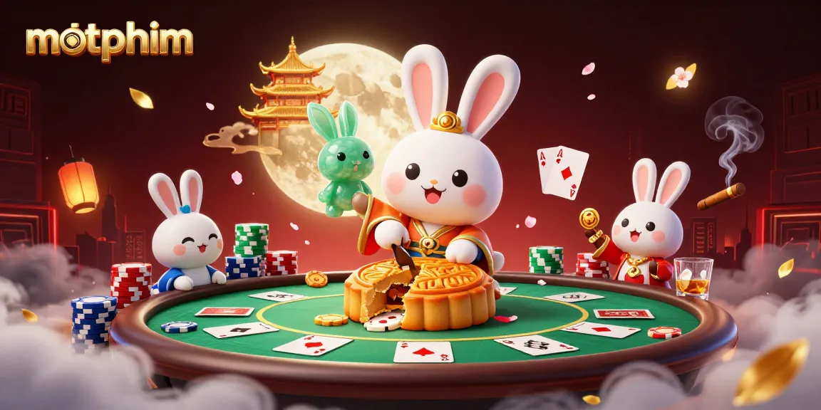Engage with motphim while enjoying the vibrant lunar casino scene featuring poker chips and mooncake magic.