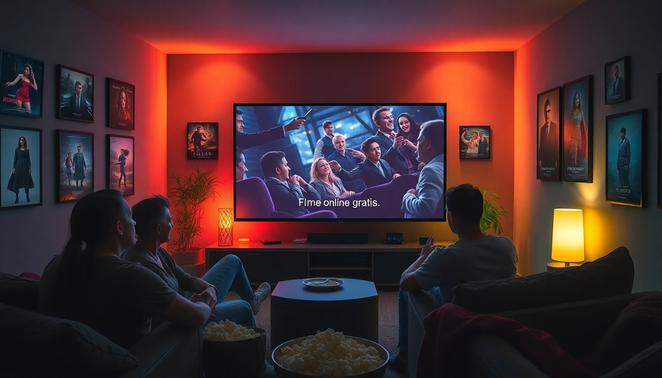 Enjoying filme online gratis in a cozy home theater.