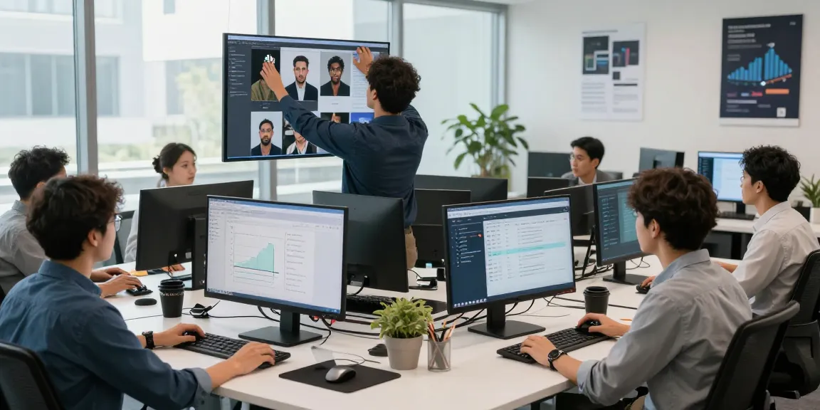Detect AI image in a modern workspace where analysts optimize content moderation with advanced technology.