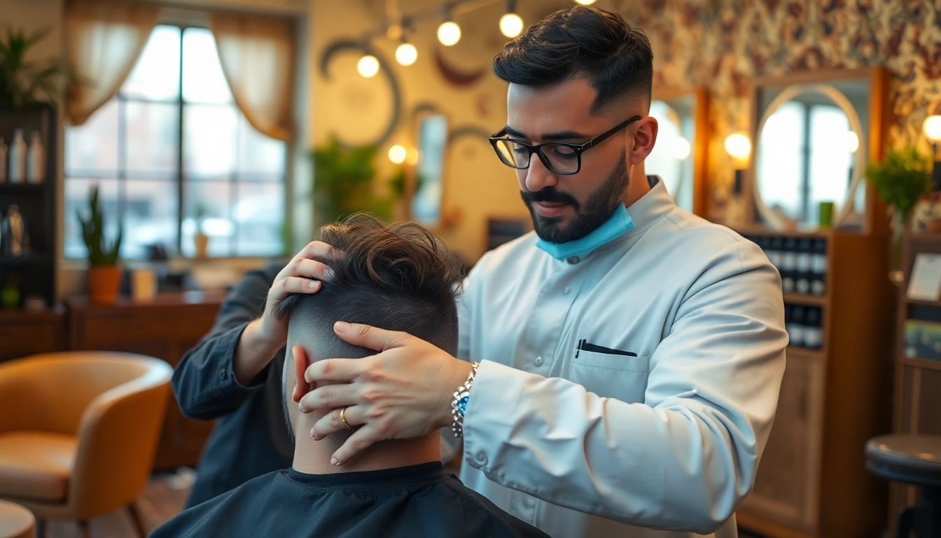 Ace of Fades 212 offering non-surgical hair replacement service in a stylish salon.