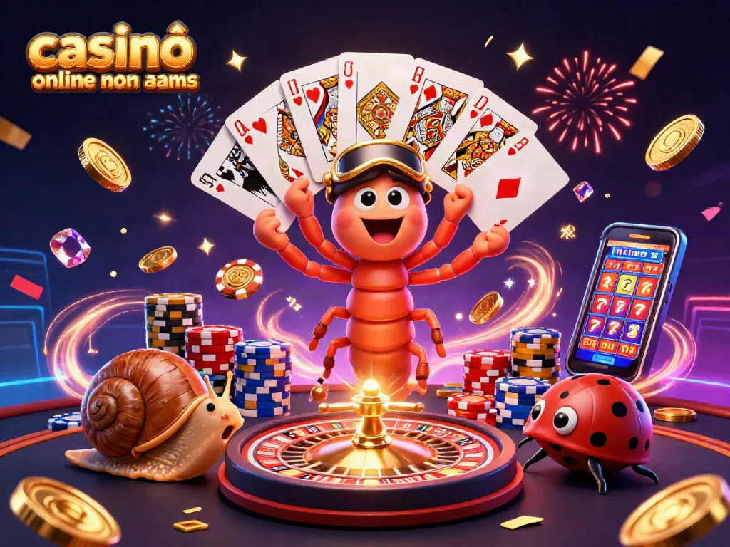 Giocatori emozionati nei casinò online non AAMS, con carte distribuite e montagne di fiches scintillanti.