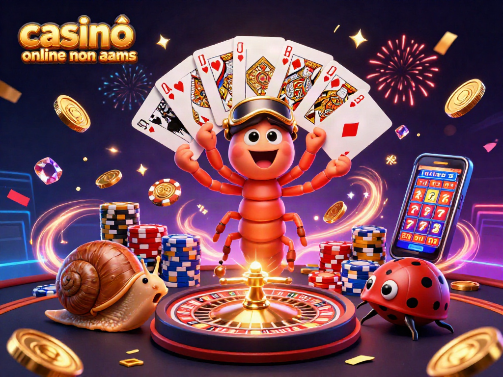 Giocatori emozionati nei casinò online non AAMS, con carte distribuite e montagne di fiches scintillanti.
