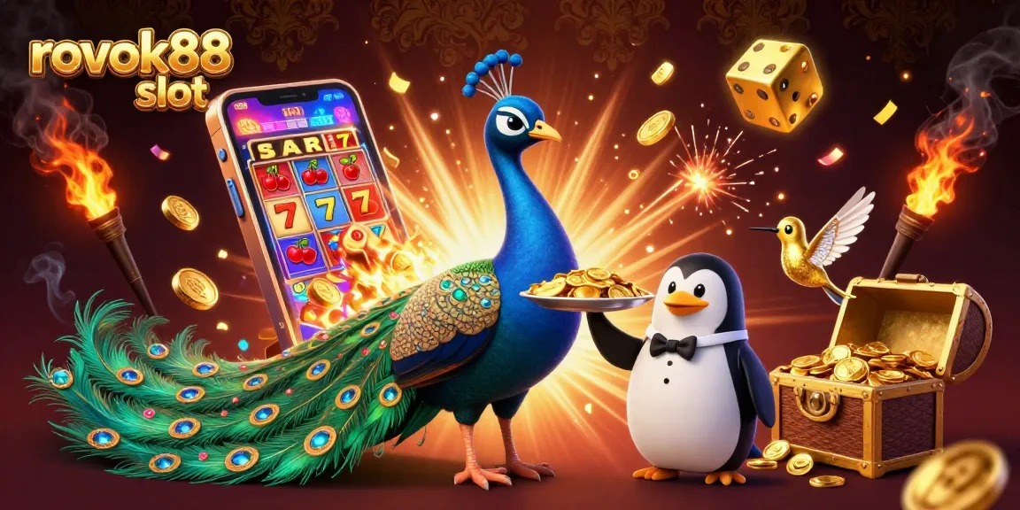 Experience excitement with rokok88 slot surrounded by vibrant characters and dynamic casino elements.