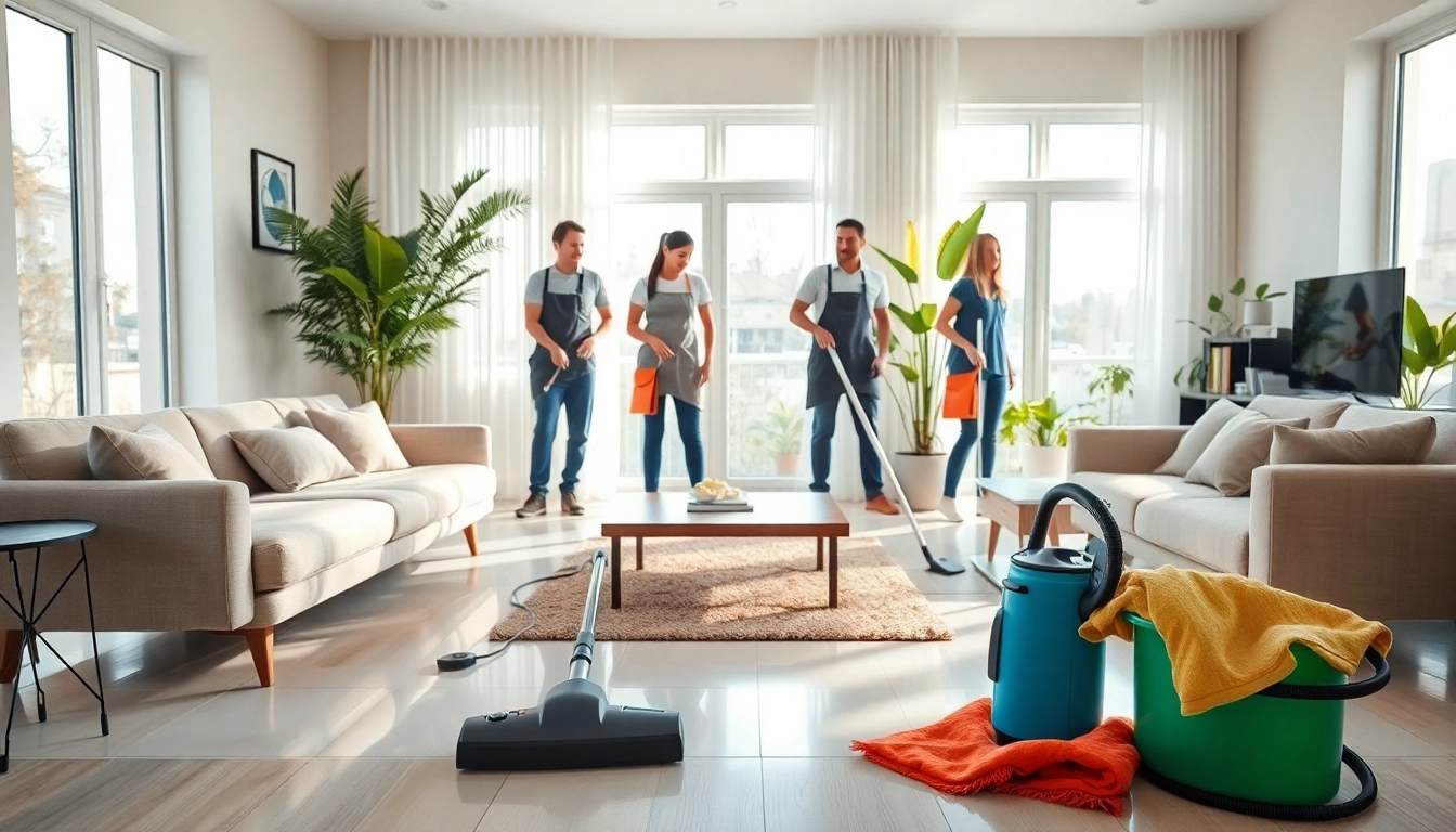 Efficient team providing cleaning services near me in a spotless residential space.