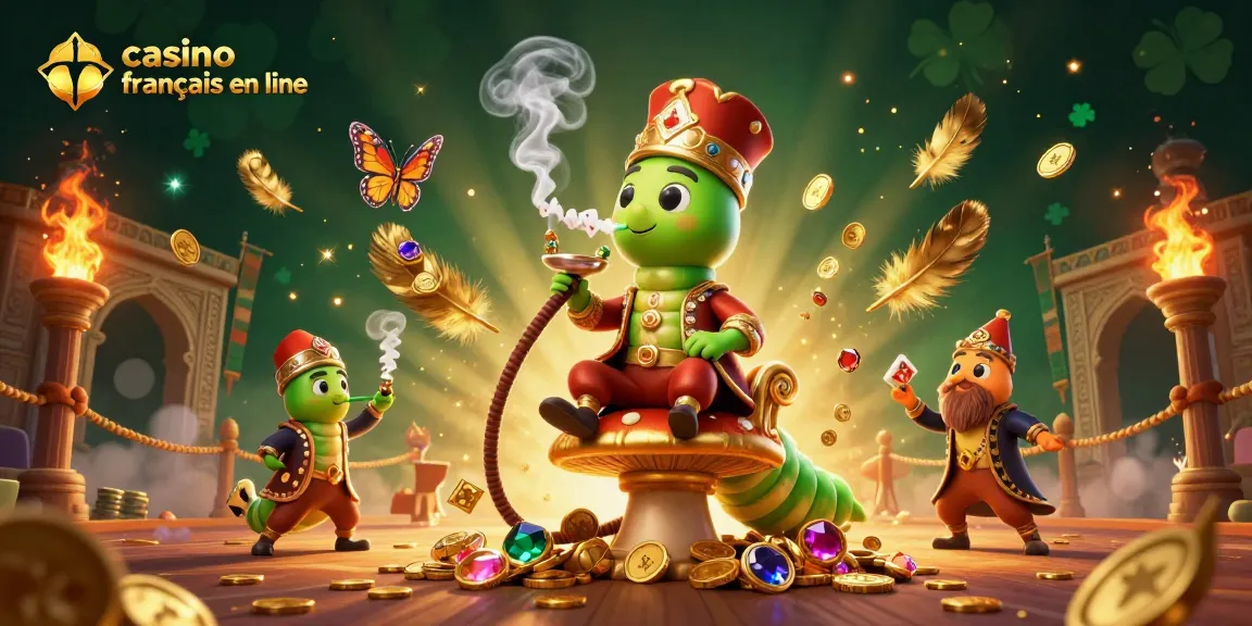 Jouez sur le casino français en ligne avec cette illustration dynamique remplie de richesses et de jeux.