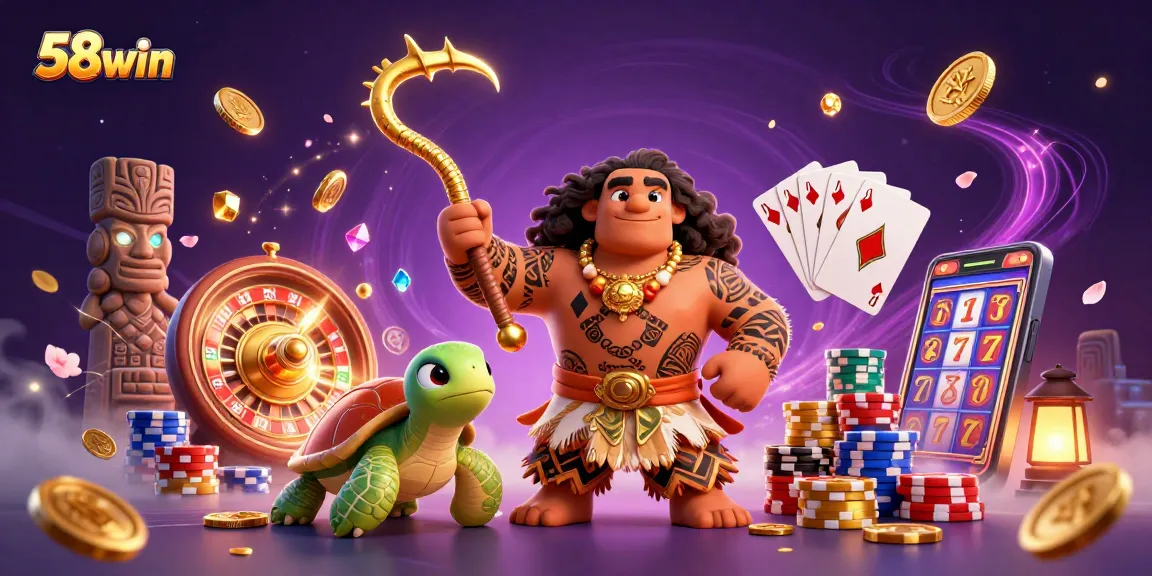 Experience thrilling gaming with 58win in a vibrant casino scene filled with action and adventure.
