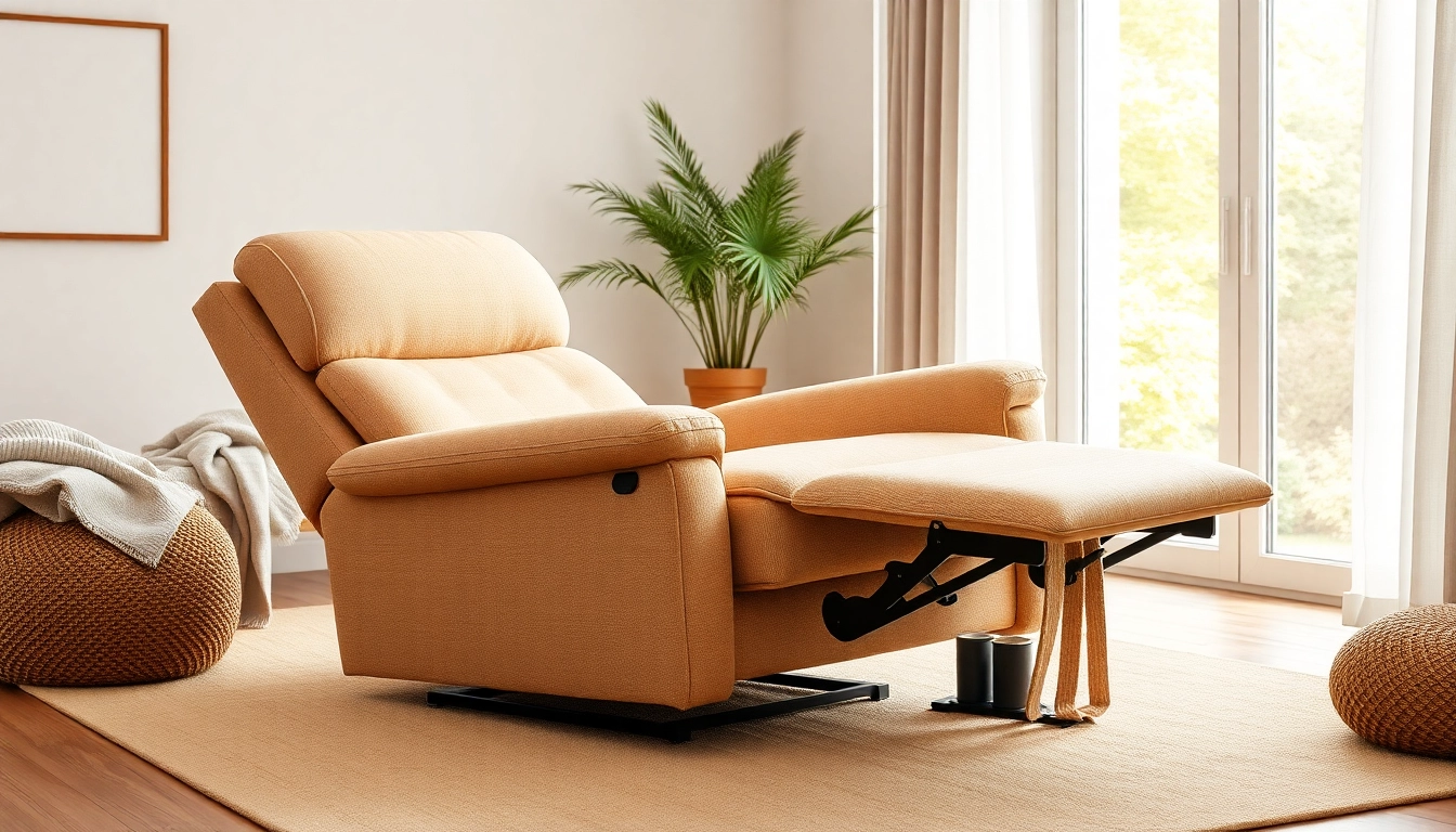 Relax in a beige lay flat recliner placed in a cozy room filled with natural light.
