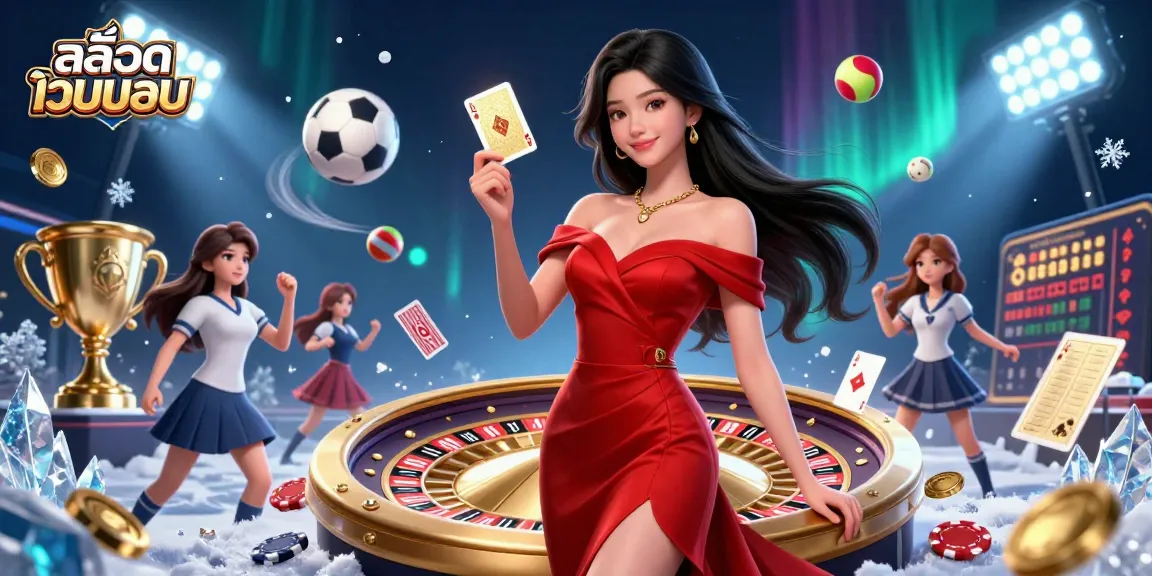 Play and win with สล็อตเว็บตรง at this stunning casino scene featuring vibrant game elements.