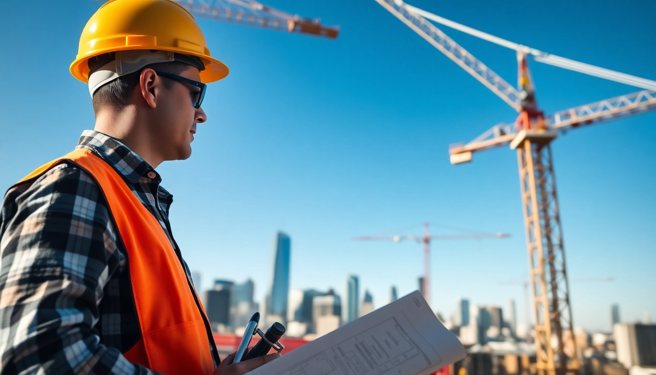 Manhattan General Contractor managing a construction project against the city skyline.
