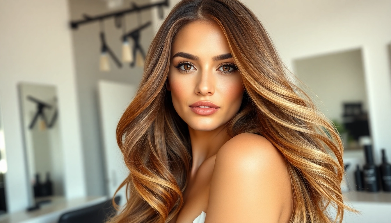 Experience the natural look of invisi edge clip in hair extensions in a chic salon environment.