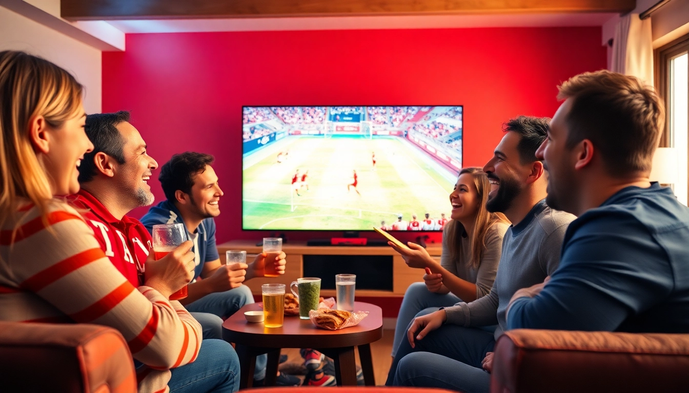 Saksikan bolakami streaming dengan penggemar sepak bola yang antusias dalam suasana penuh energi.