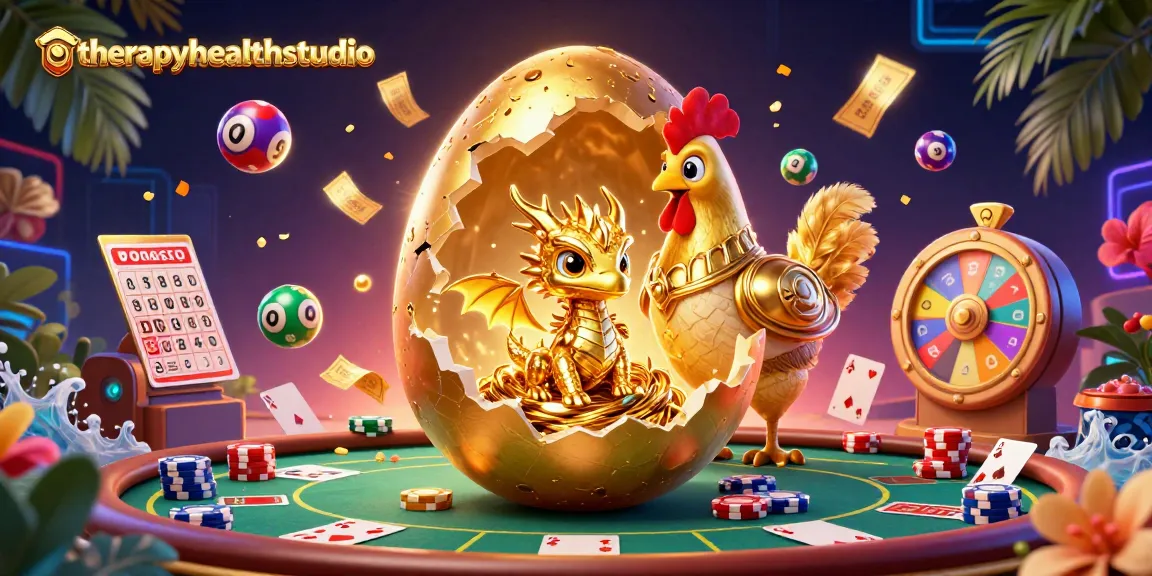 Experience the thrill of therapyhealthstudio with a vibrant poker scene featuring a golden baby dragon and poker chips.