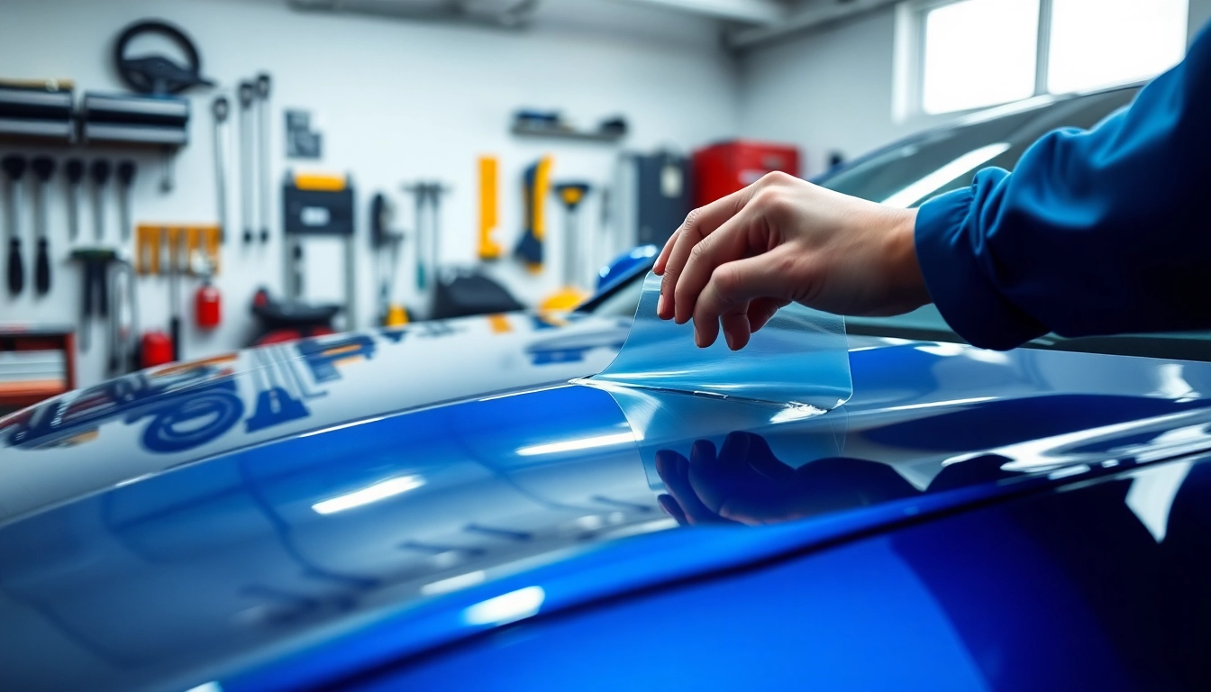 PPF Chattanooga showcased with a technician expertly applying paint protection film to a luxury car.