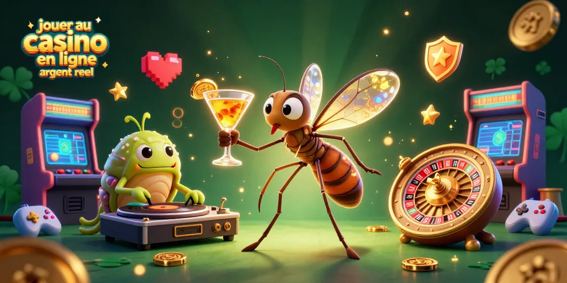 Jouez au casino en ligne argent réel avec des personnages et éléments de jeu colorés dans une illustration 3D captivante.