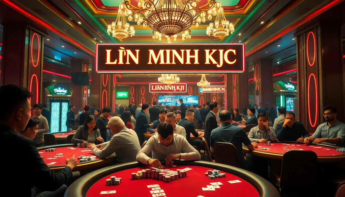 Experience the excitement of casino poker with LIÊN MINH KJC, where high-stakes action and colorful chips dominate the scene.