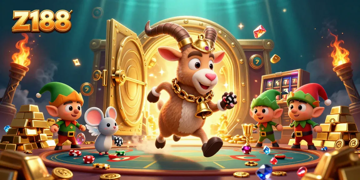 Engage in thrilling gameplay at z188, witnessing a festive casino scene with the Krampus goat leading the action.