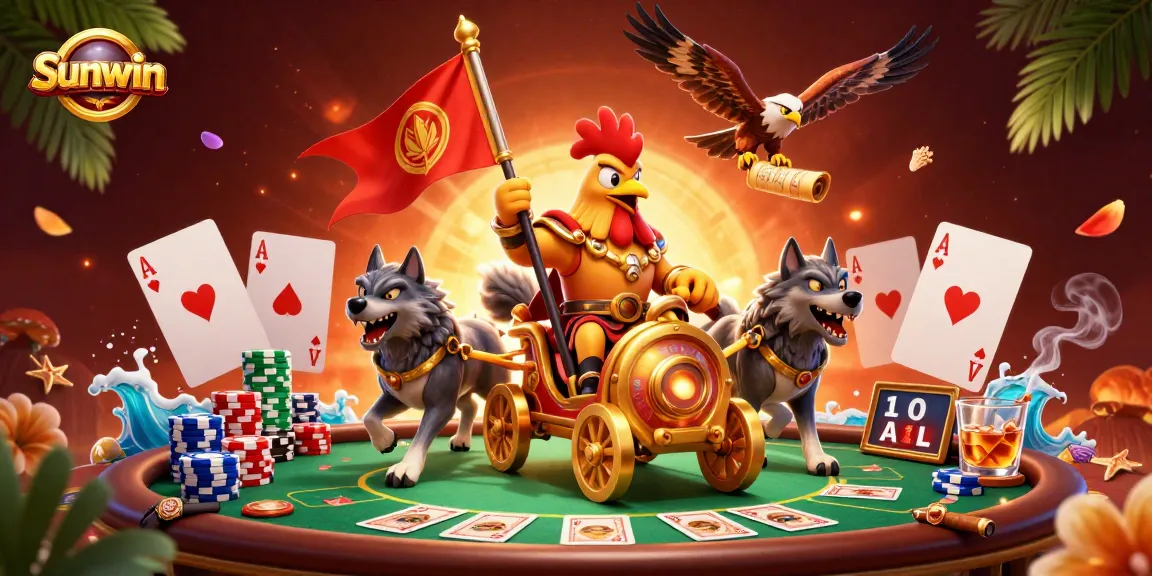 Experience vibrant poker action with Sunwin's dynamic characters and lively casino elements.