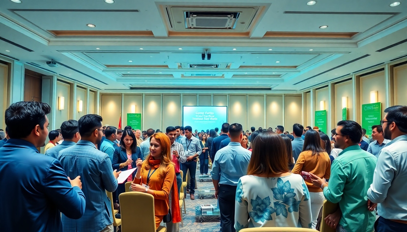 Engaged attendees discussing at the founder investor networking conference showcasing collaboration.