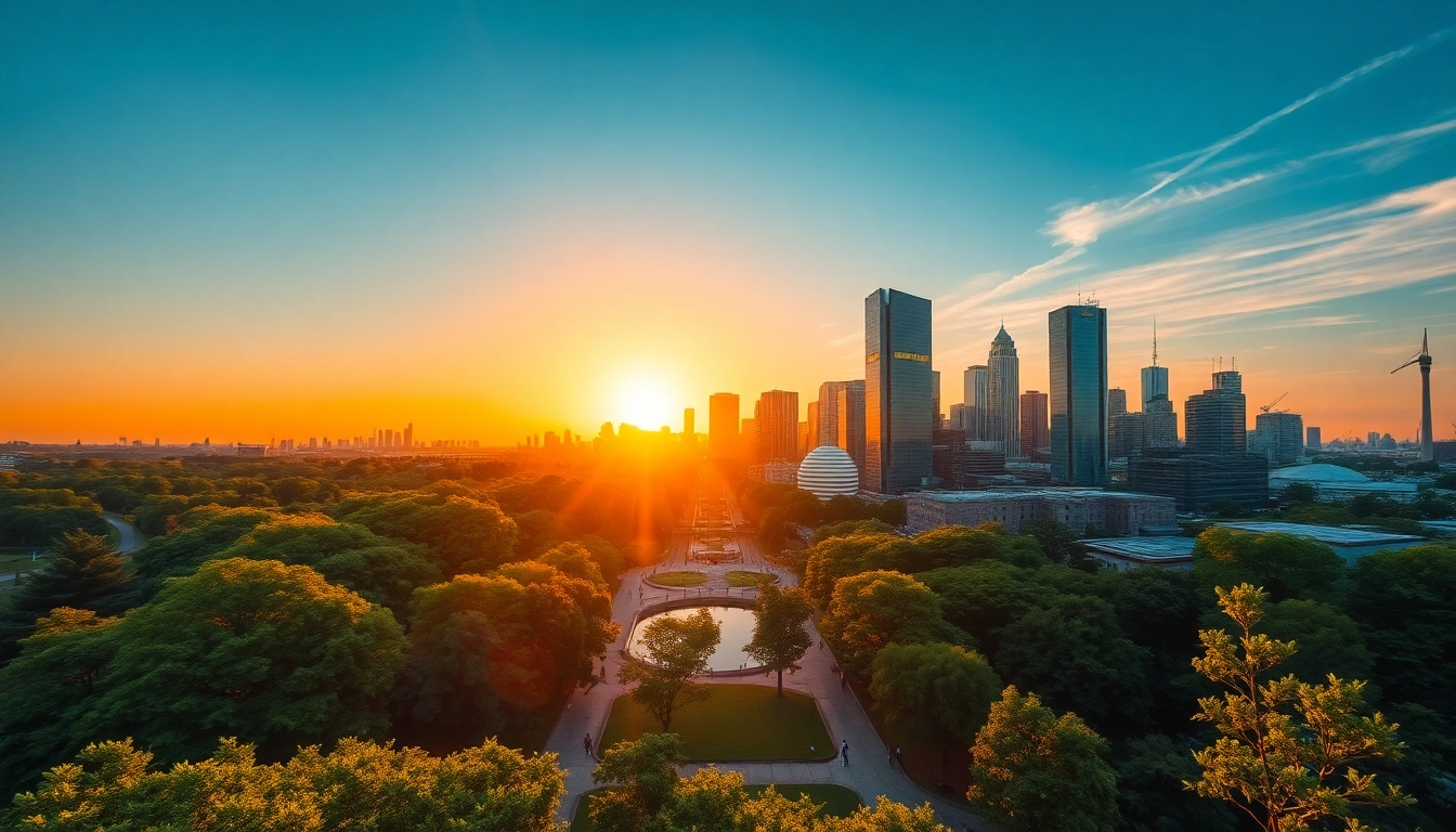 Explore sustainability at https://www.unsustainablemagazine.com with a vibrant city skyline symbolizing balance.