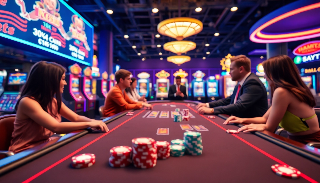 Experience the excitement of the best online casinos for Canada with lively gaming tables and neon lights.