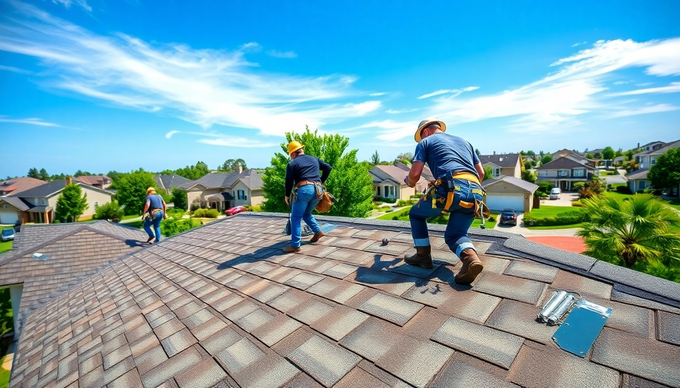 Expert team from Twin Shield Roofing installing a new roof on a suburban home.