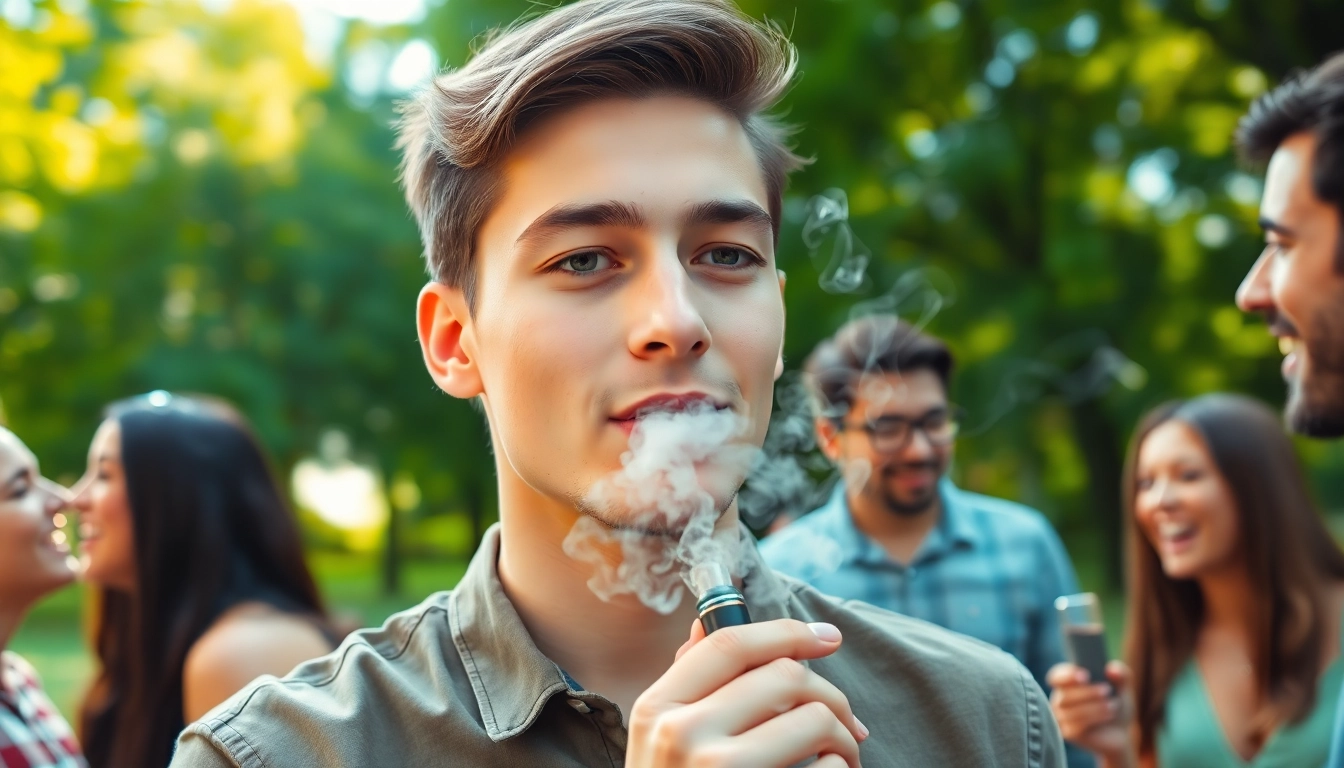 Genieße vape ohne nikotin in einer entspannten Umgebung mit Freunden