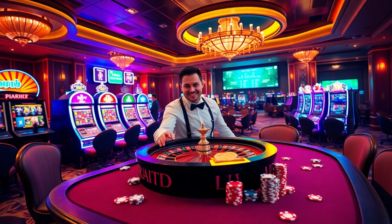 Engaging players at a roulette table in a vibrant casino scene inspired by https://shbet.law/.